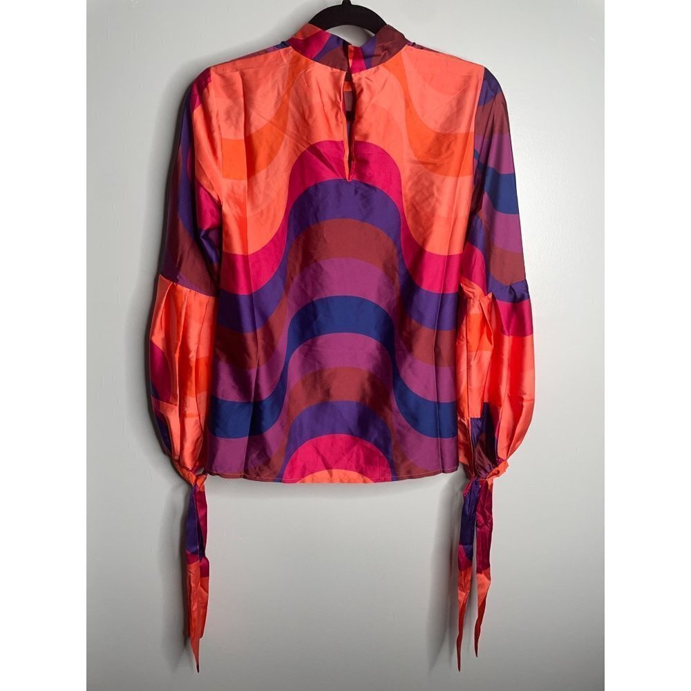 Anthropologie Hutch Myla Blouse Top Orange Geometric Size XS NWT High Neck - Picture 5 of 8